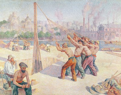 Arbeiders op de Quai de la Seine in Billancourt, 1902-3 door Maximilien Luce